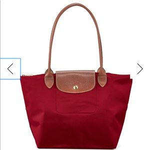 Deep Red Longchamp Le Pliage Large Tote